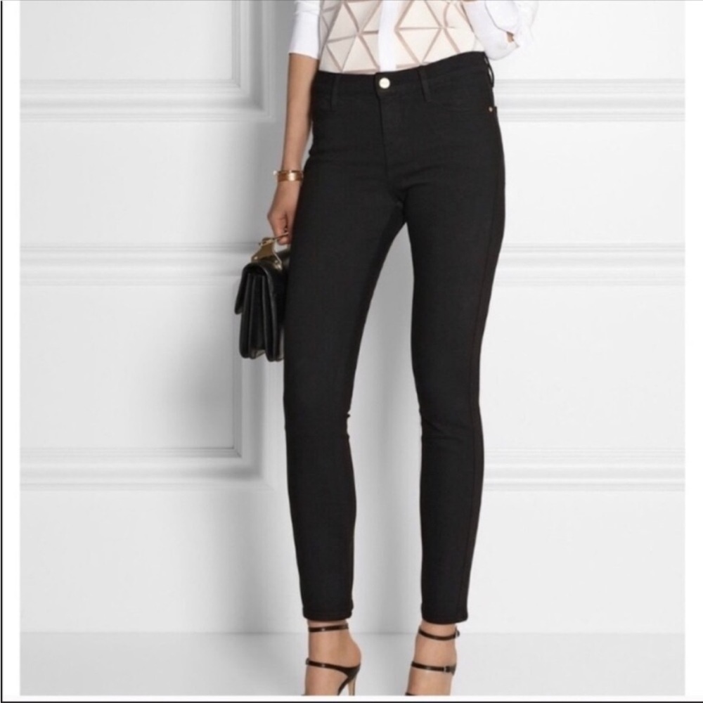 Frame Denim Black High-Rise Skinny Jeans